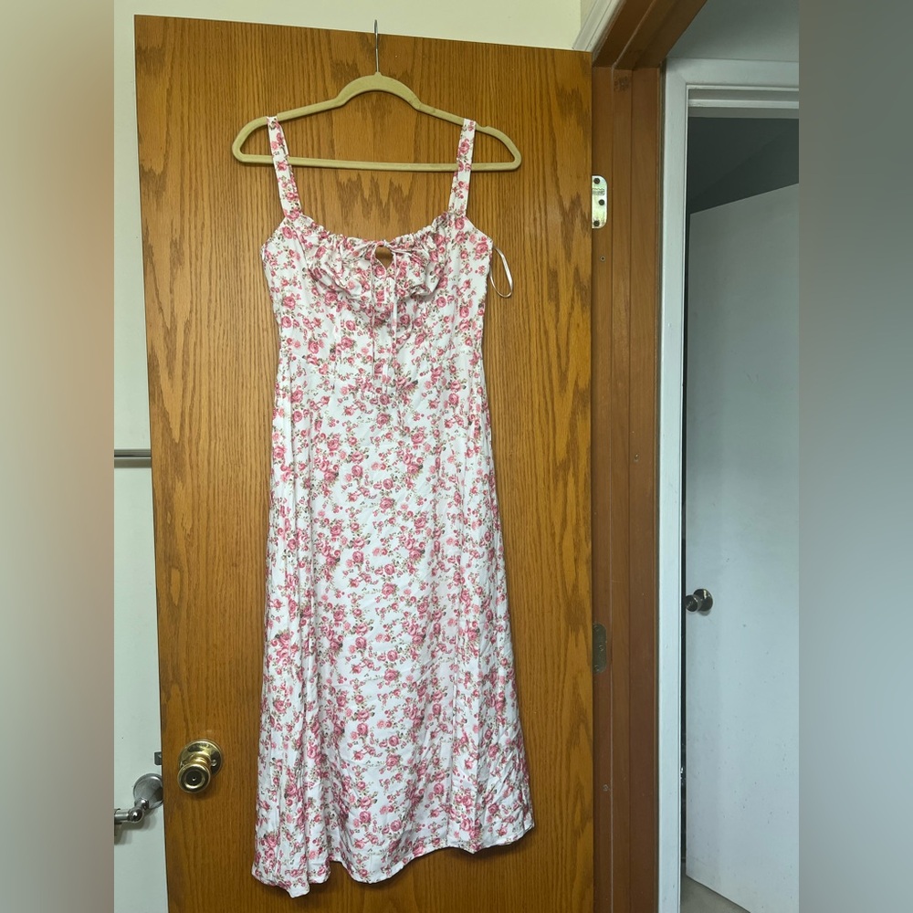 Hello Molly Floral Pink and White Dress